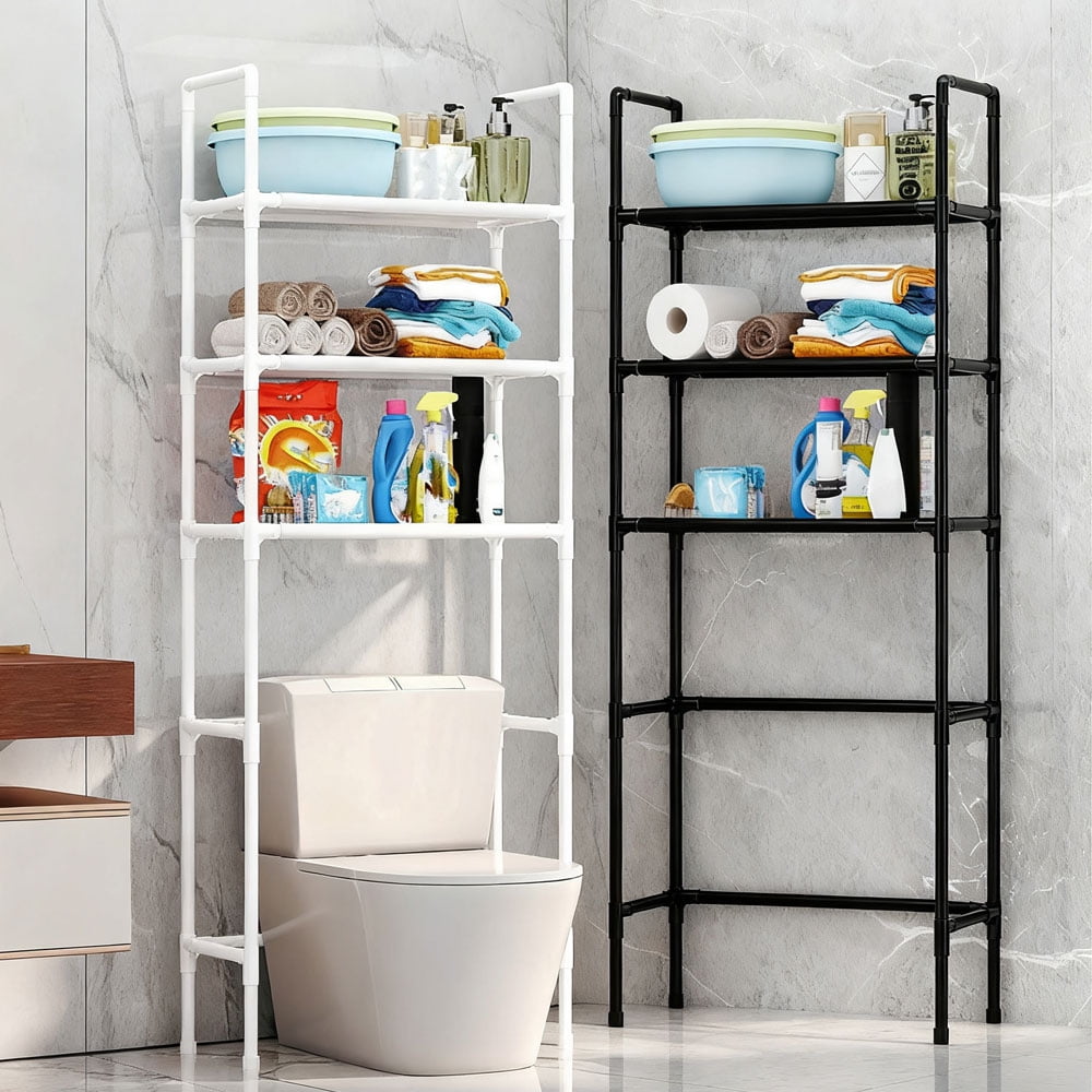 3-Tier the Toilet Plastic Storage Rack – Freestanding Metal Bathroom Organizer Shelf for Bath, Laundry Above-Toilet S...