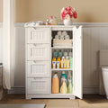 Bathroom Floor Cabinet Wooden Storage Organizer with 4-Drawer & 1 Door, Free-Standing Cupboard for Bathroom Kitchen, ...