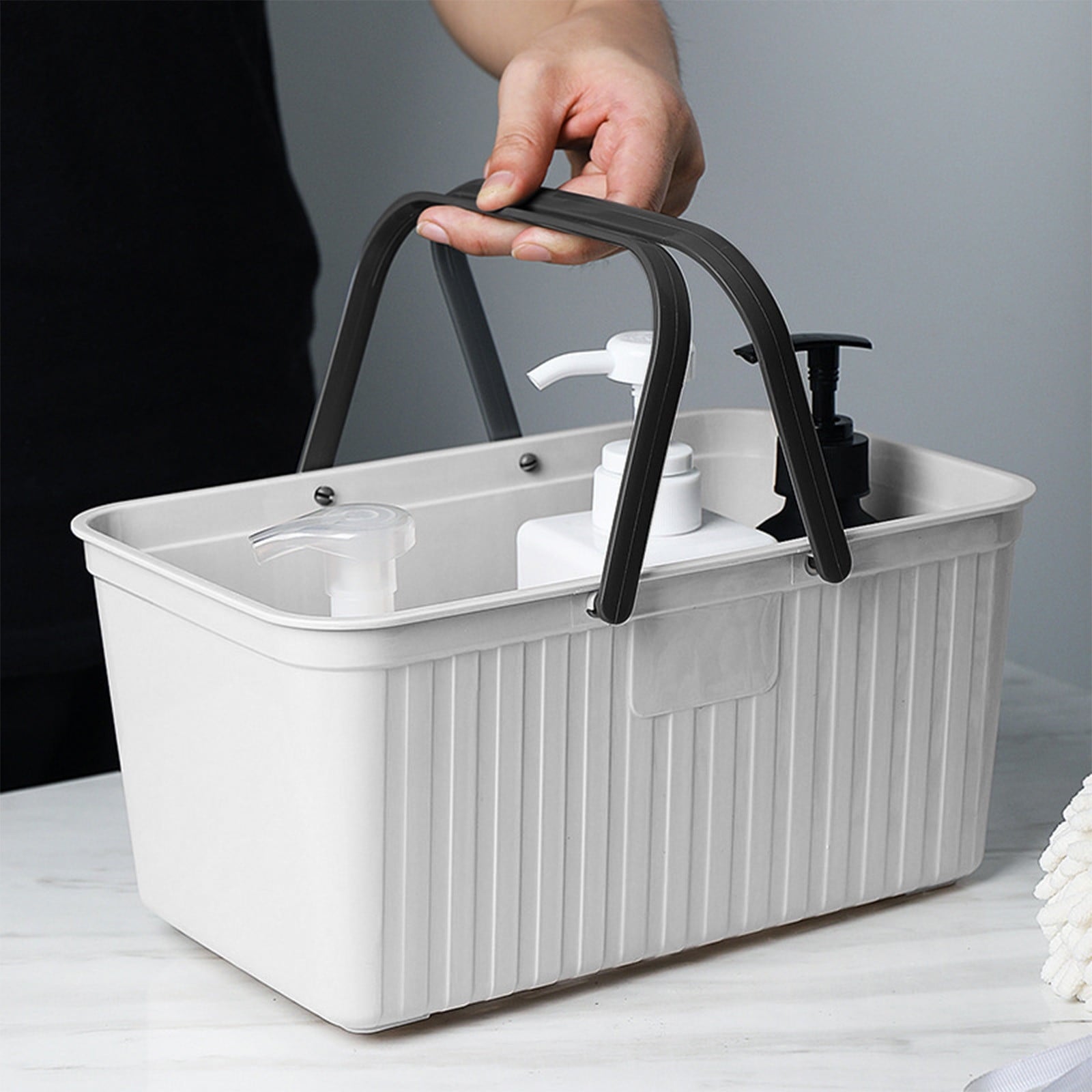 with Handle Portable Toiletry room Plastic Toiletry Storage Draining Shower Caddy Bins for room, Kitchen, Dorm Room, ...