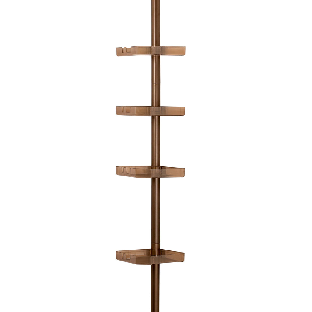 Bath Bliss 4-Shelf Tier Tension Corner Shower Plastic Organizer Caddy in Bronze