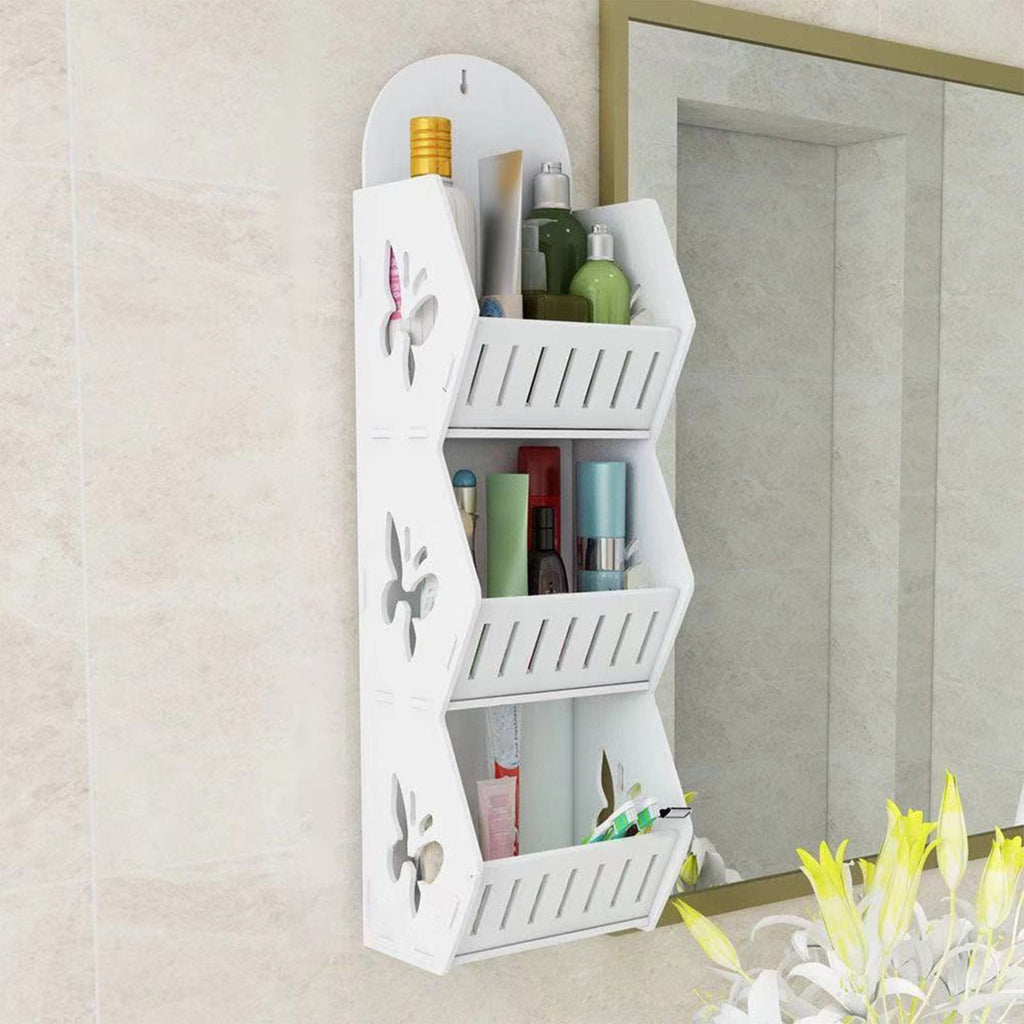 Bathroom Shelves Organizers and Storage - 3-Tier Wall Mounted No Drilling Adhesive Shelf Rack for Vanity | Toilet, Sh...