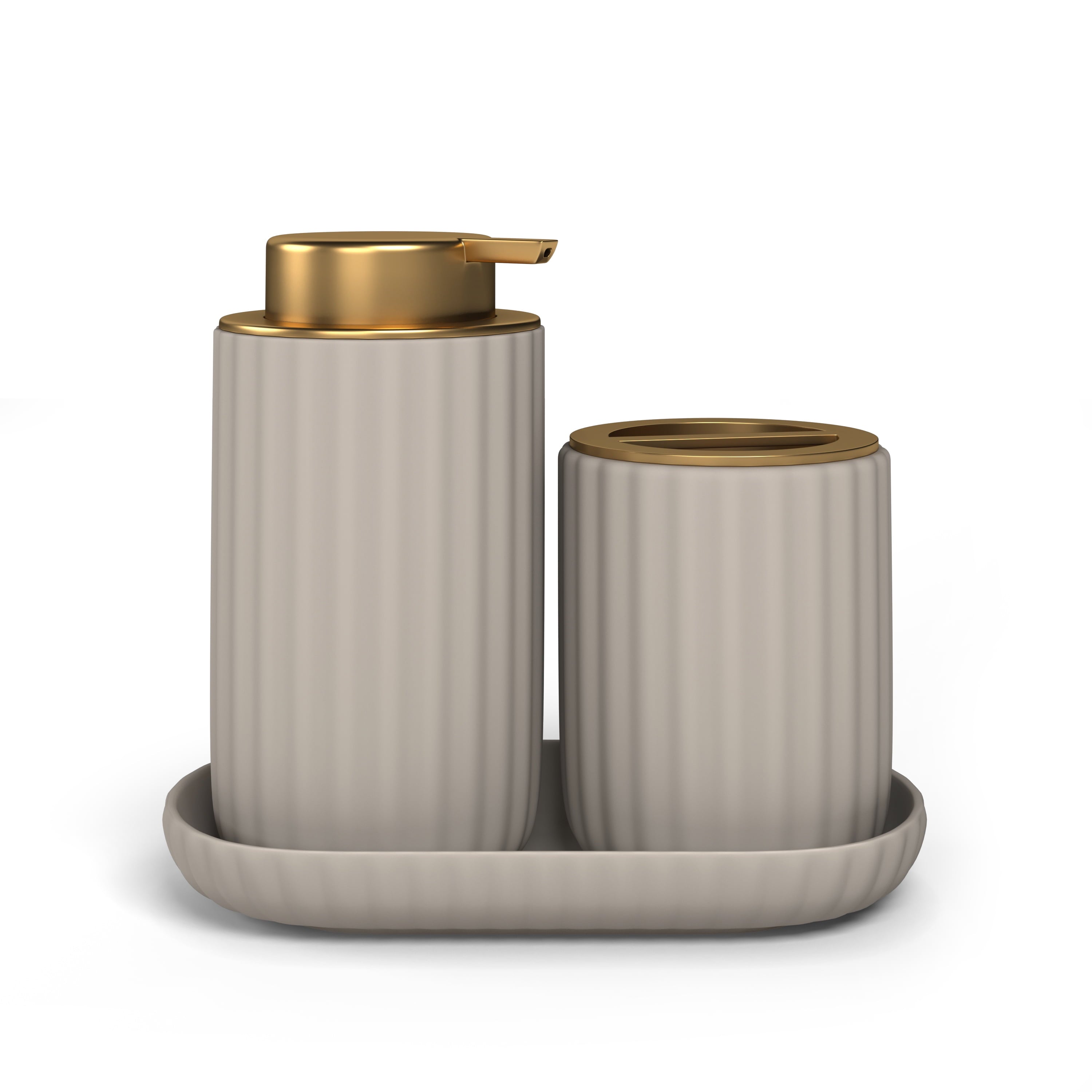 Bath Accessories 3-Piece Set , Porcini Taupe