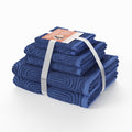 6-Piece Textured Bath Towel Set, Soft 100% Cotton, Smokey Blue