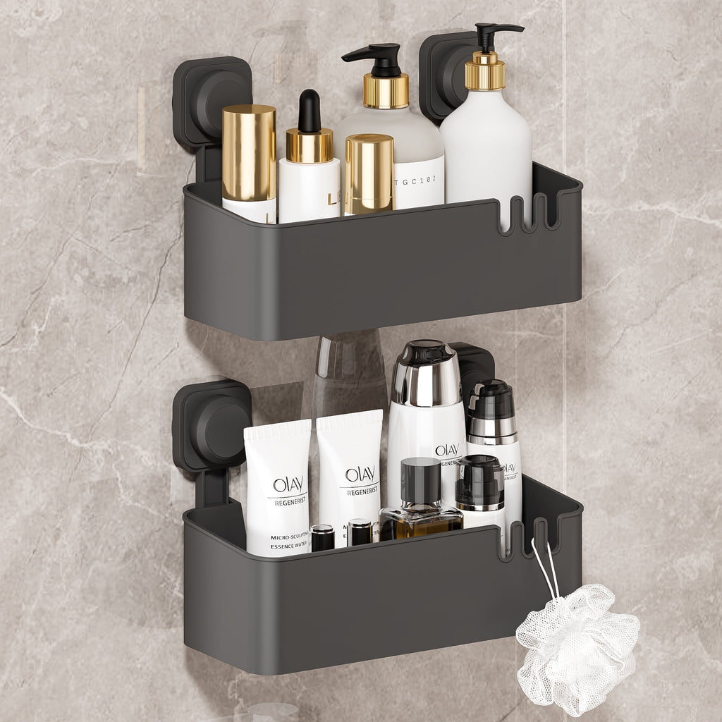2 Pack Shower Caddy Suction Cup, Heavy Duty Shower Organizer Removable Bathroom Shelf for Shower, Shampoo, Wall Mount...