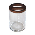Acacia Wood Accented Glass Toothbrush Holder