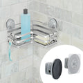 Adhesive or Suction Mount L-Shape Steel Shower Storage Basket, Satin Nickel