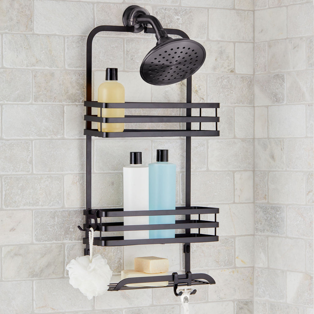Shower Caddy with 3 Shelves Black Bathroom Organizer