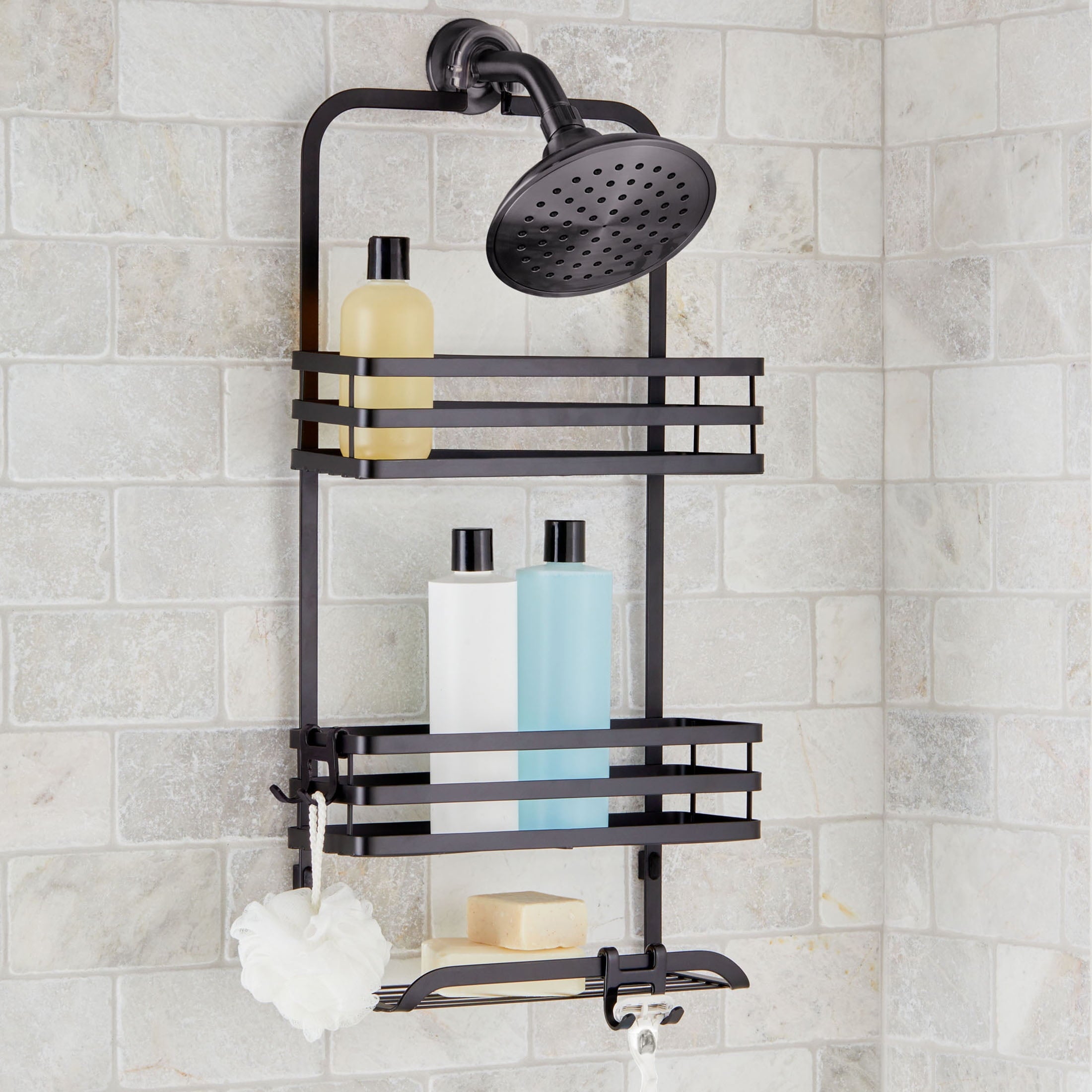 Shower Caddy with 3 Shelves Black Bathroom Organizer