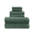 PowerLoft 6 Piece Bath Towel Set, Green Ash Textured Stripe