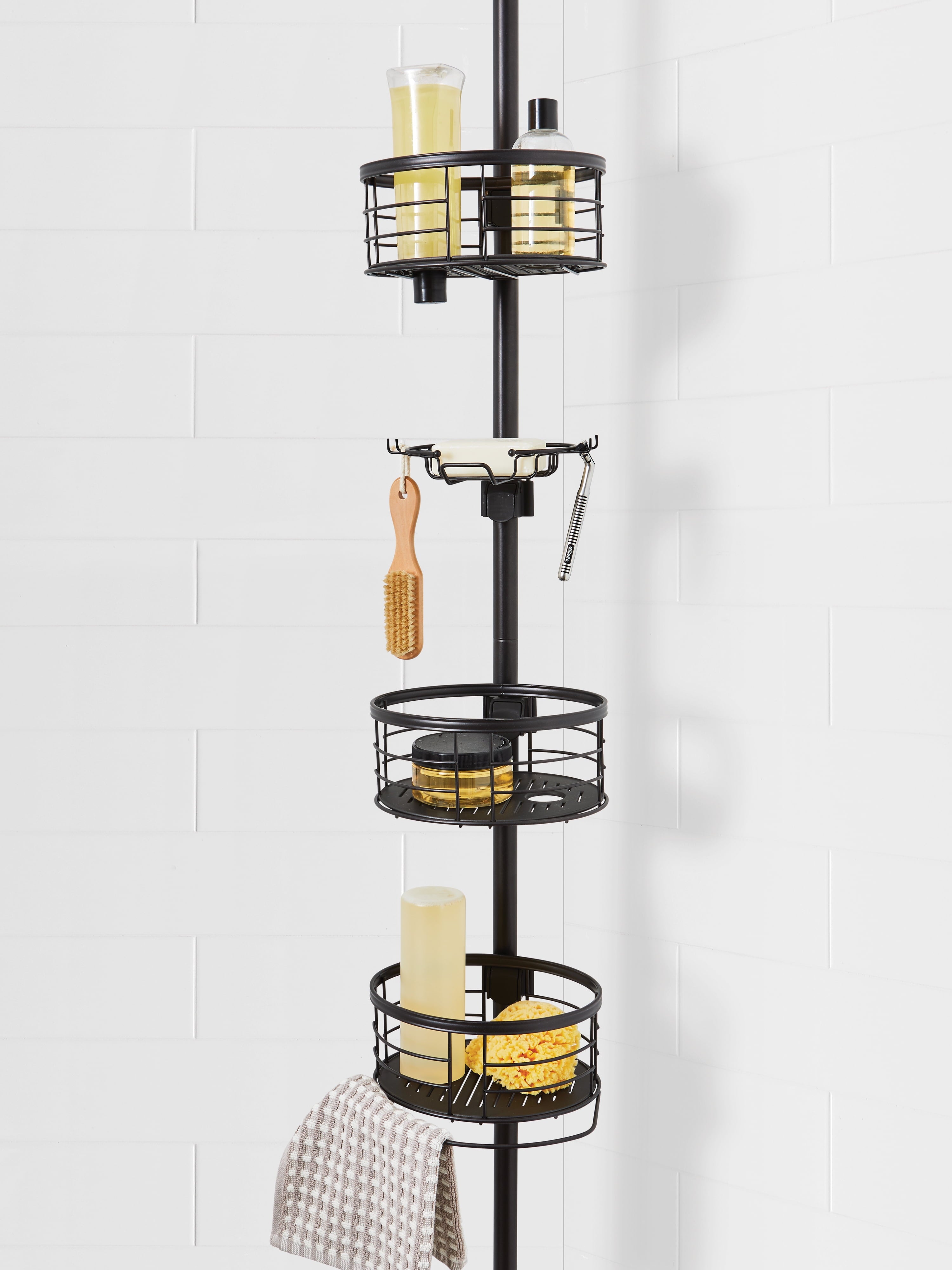 Rust-Resistant Tension Pole Shower Caddy, 3 Shelves, Oil Rubbed Bronze Finish