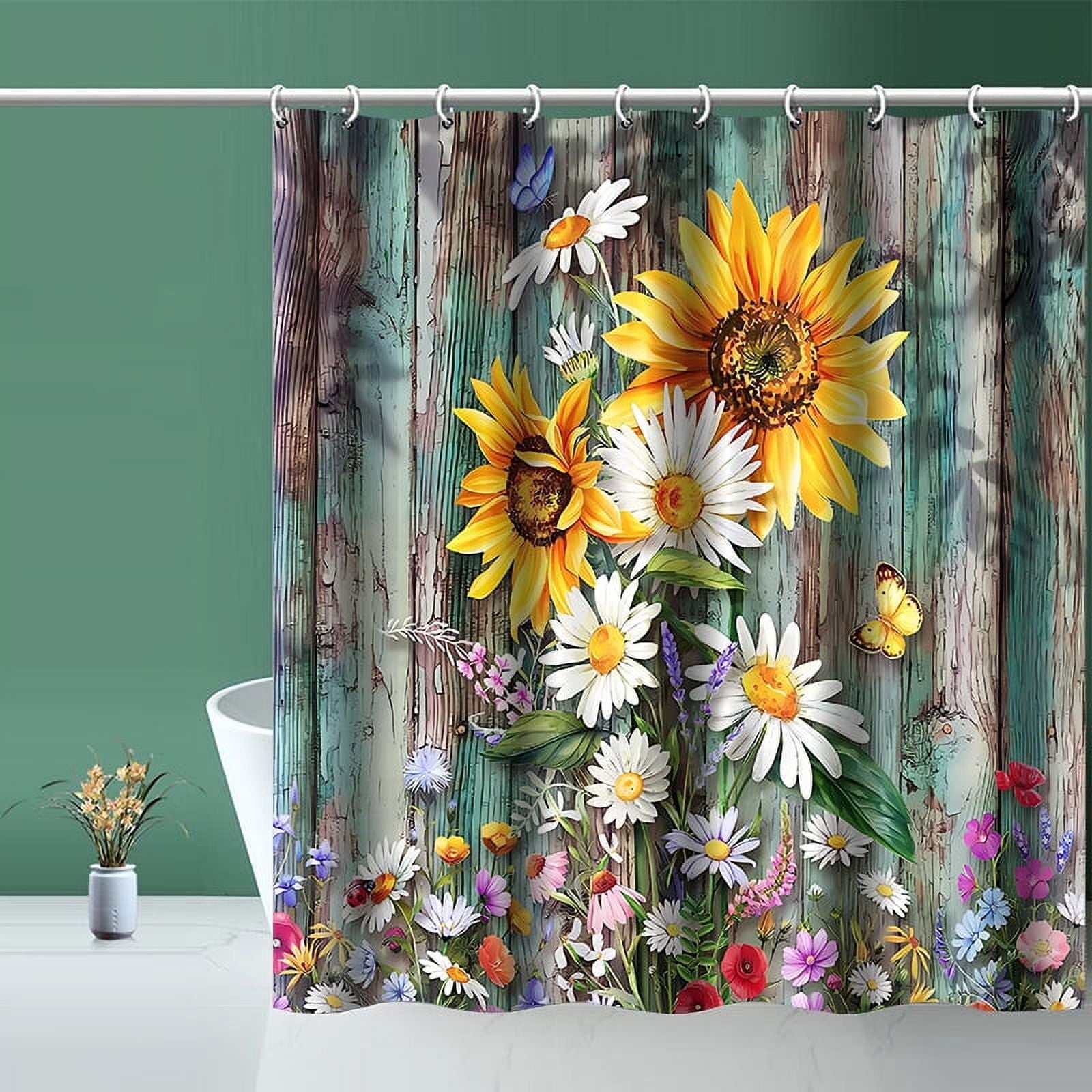 Shower Curtains, Boho Shower Curtains for Bathroom, with 12pcs Hooks, Weighted Hem,72" x 72" , Colorful