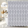 Shower Curtain with 12 Hooks, Gray Fabric Bathroom Curtain Set, Weighted Hem, Mildew Resistant, 72" x 72"