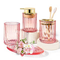 Bathroom Accessories Set, 4 Pcs Glass Bathroom Accessories Sets Complete w/Soap Dispenser, Soap Dish ,Toothbrush Hold...