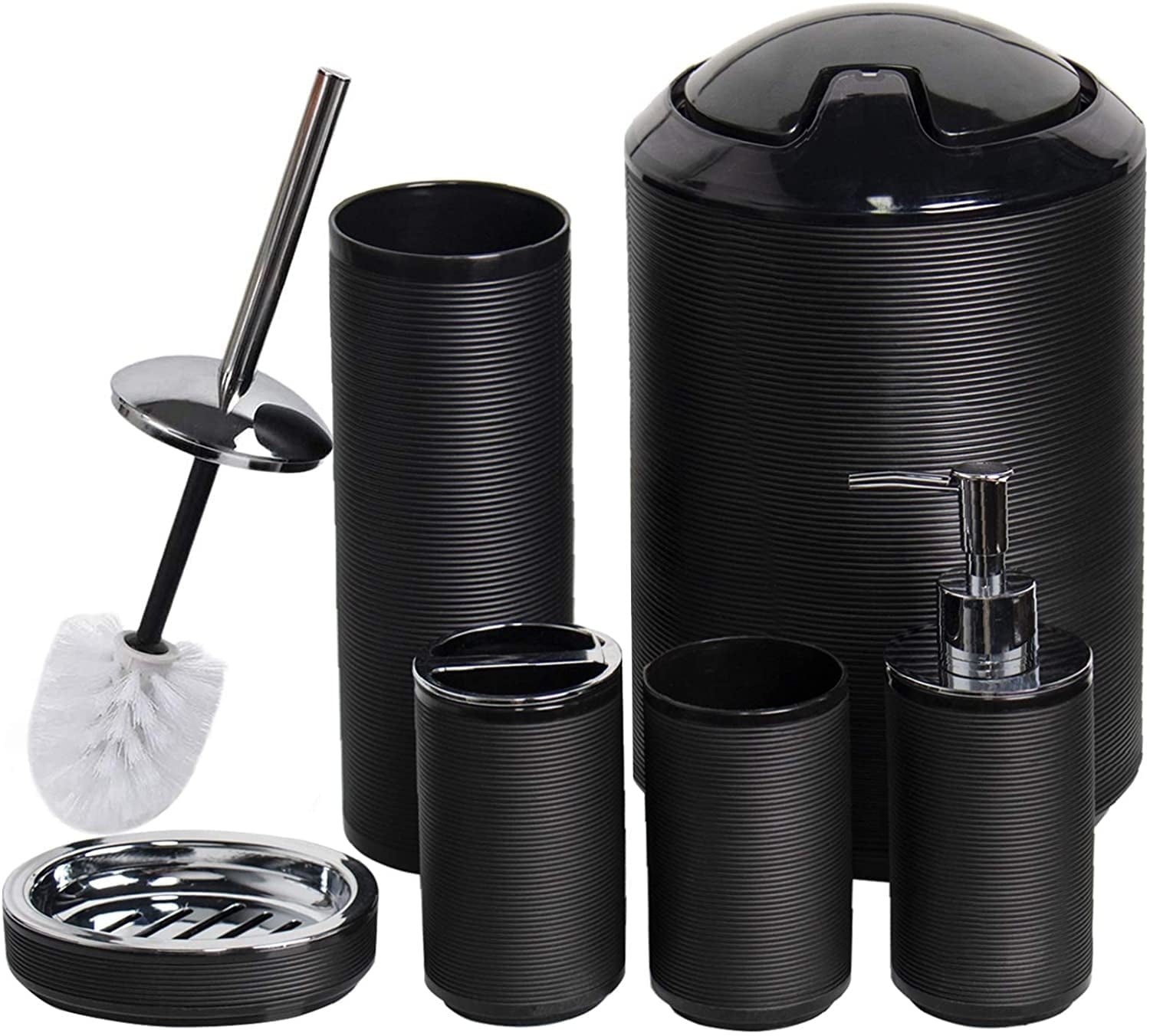 Bathroom Accessories Set 6 Pcs Bathroom Set Ensemble Complete Soap Dispenser Toothbrush Holder Tumbler Soap Dish Toil...