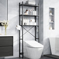 3-Shelf the Toilet Storage, Freestanding Wooden Bathroom Organizers and Storage Shelf, Metal Frame, Space Saver, Black