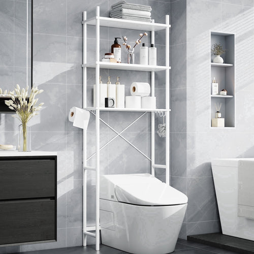 3-Shelf the Toilet Storage, Freestanding Metal Bathroom Organizers and Storage Shelf, White