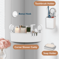Cup Corner Shower Caddy, Soap Holder & Toothbrush Holder Set – Durable Bathroom Shelf Organizer, Removable Plastic Ba...