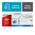 5 Piece Bath Set, 1 Caddy, 1 Soap Dish, 1 Razor Holder, 2 Medium Hooks