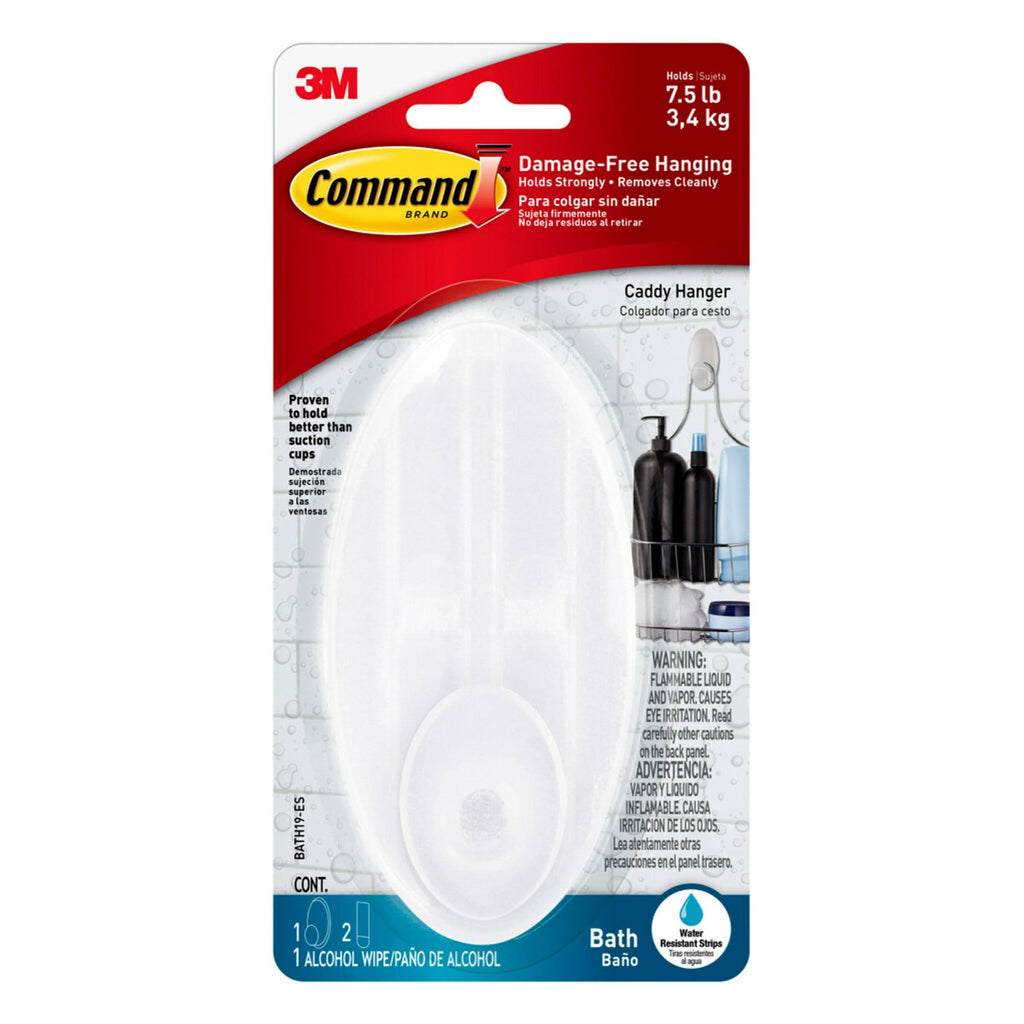 Command BATH19-ES Bath Caddy Hanger, 7.5 lb, Plastic