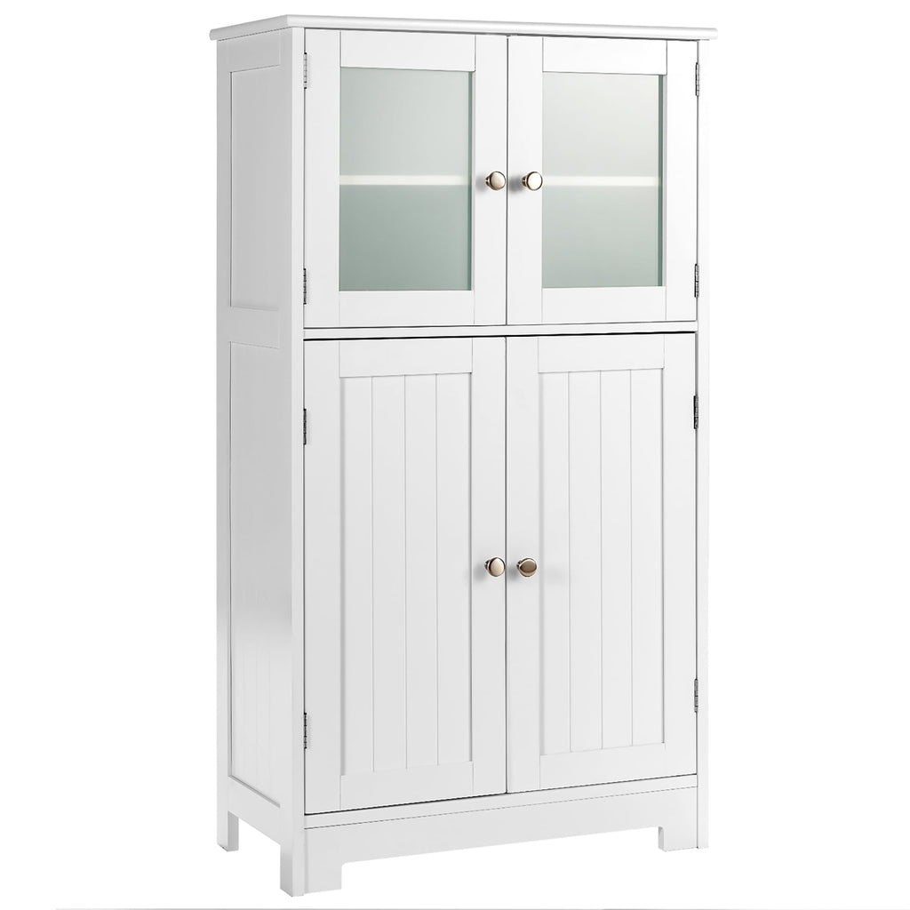 Bathroom Floor Storage Cabinet Kitchen Cupboard w/Doors&Adjustable Shelf White