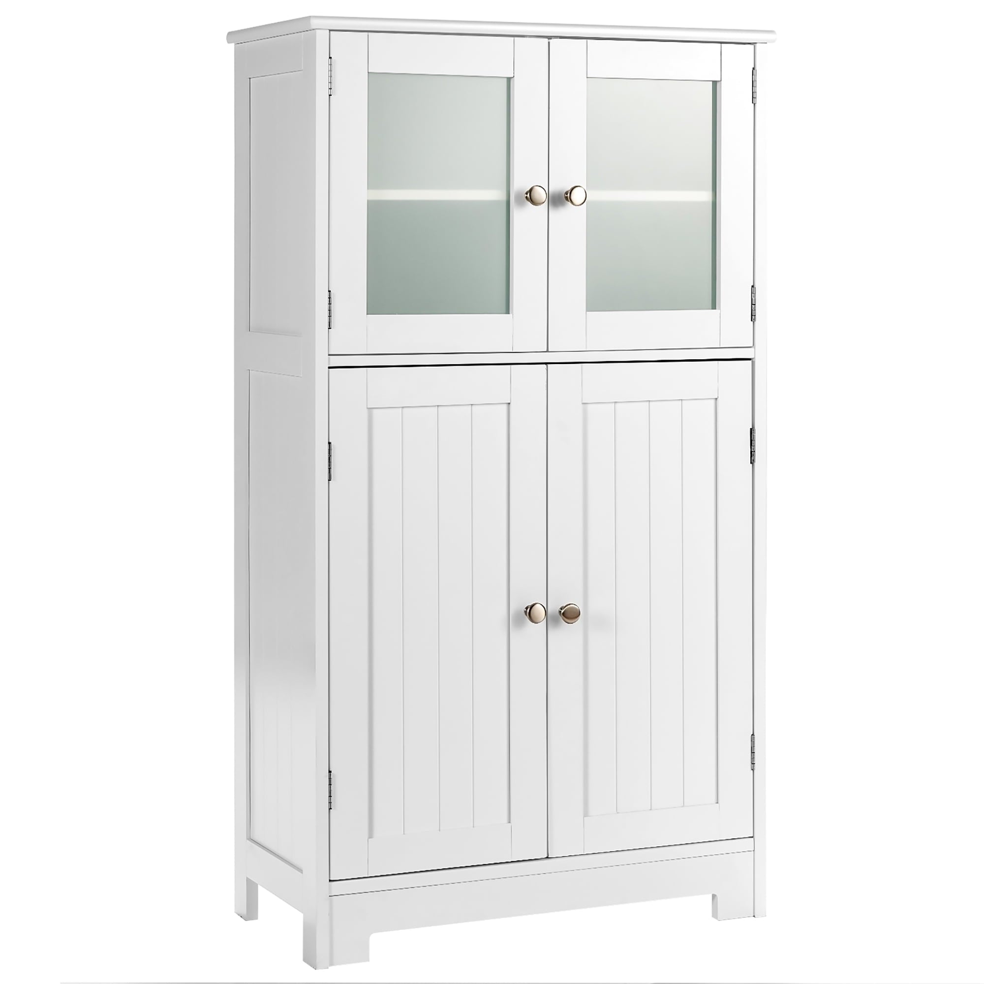 Bathroom Floor Storage Cabinet Kitchen Cupboard w/Doors&Adjustable Shelf White