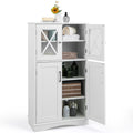 Bathroom Storage Cabinet Linen Storage Cabinet with Doors and Adjustable Shelves White