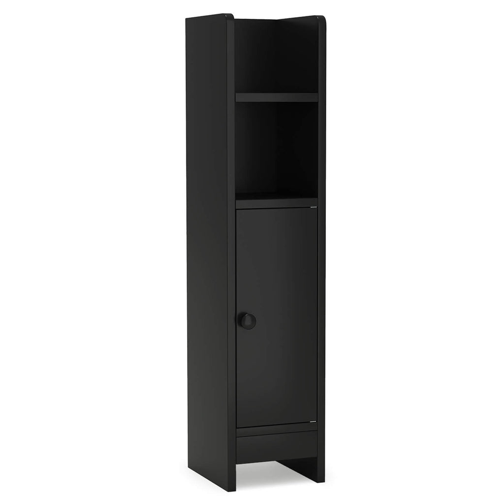 Bathroom Storage Cabinet with Adjustable Shelf 1 Door & 2 Open Shelves Living Room Black