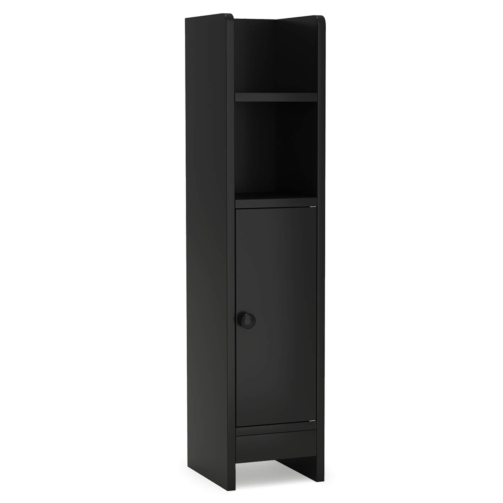 Bathroom Storage Cabinet with Adjustable Shelf 1 Door & 2 Open Shelves Living Room Black