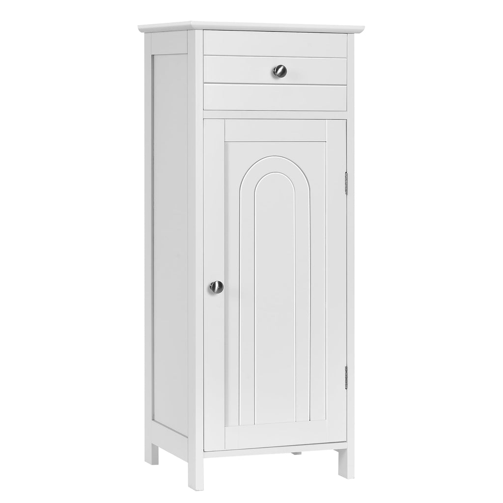 Bathroom Storage Floor Cabinet Wooden Organizer Free-Standing w/ Drawer & Shelf