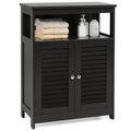 Bathroom Storage Wood Floor Cabinet with Double Shutter Door Black
