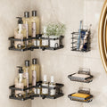 5-Piece Shower Caddy Set -Includes Shelf, Soap Holder, Toothbrush Holder, Strong Load-Bearing Without Drilling