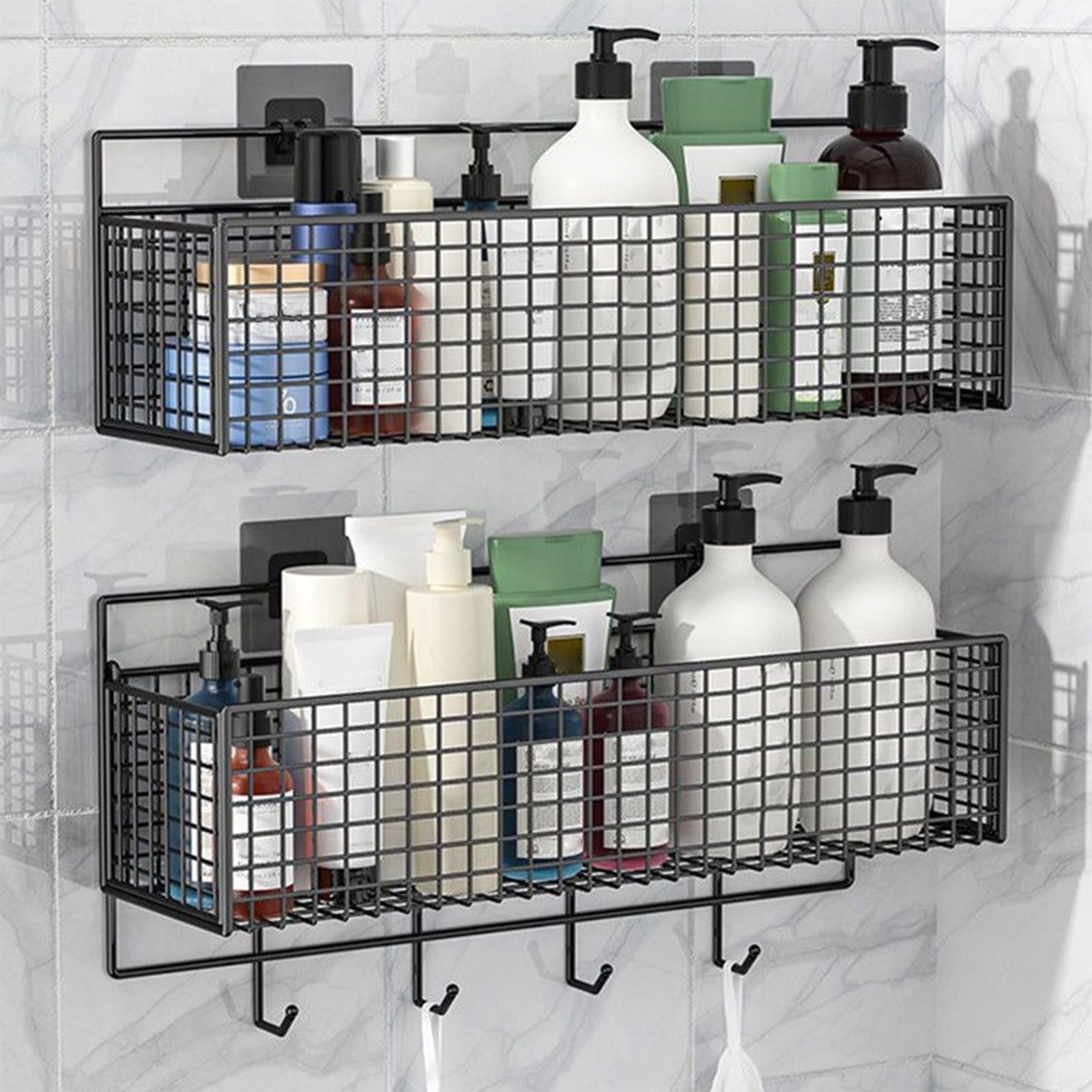 Daiosportswear Rustproof Stainless Steel Adhesive Mount Bathroom Shower Caddy, Black