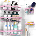 Adhesive Organizer, Hanging Suction Pink Shelves Rack, Inside Rack Holder, Bathroom Decor Organization Storage Access...