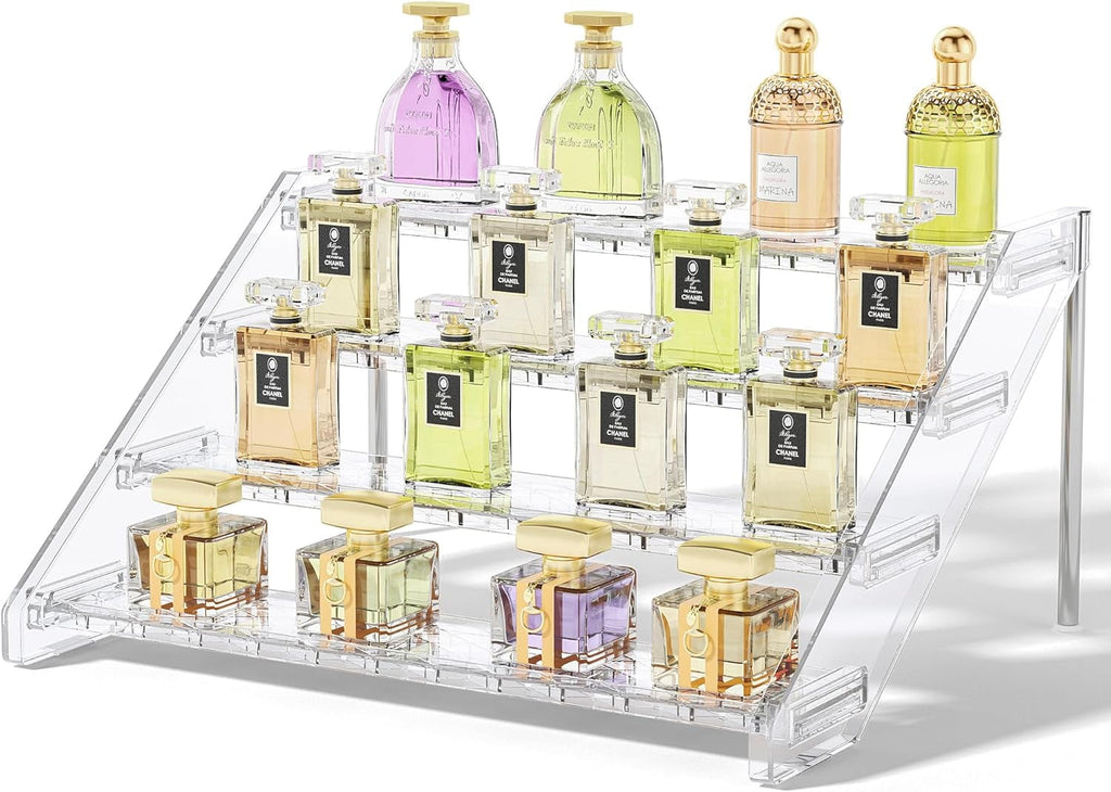 4-Tier Organizer and Storage, 12.4 Inch Cologne Organizer, Bathroom Countertop Cosmetic Storage, Standing Tray for Be...