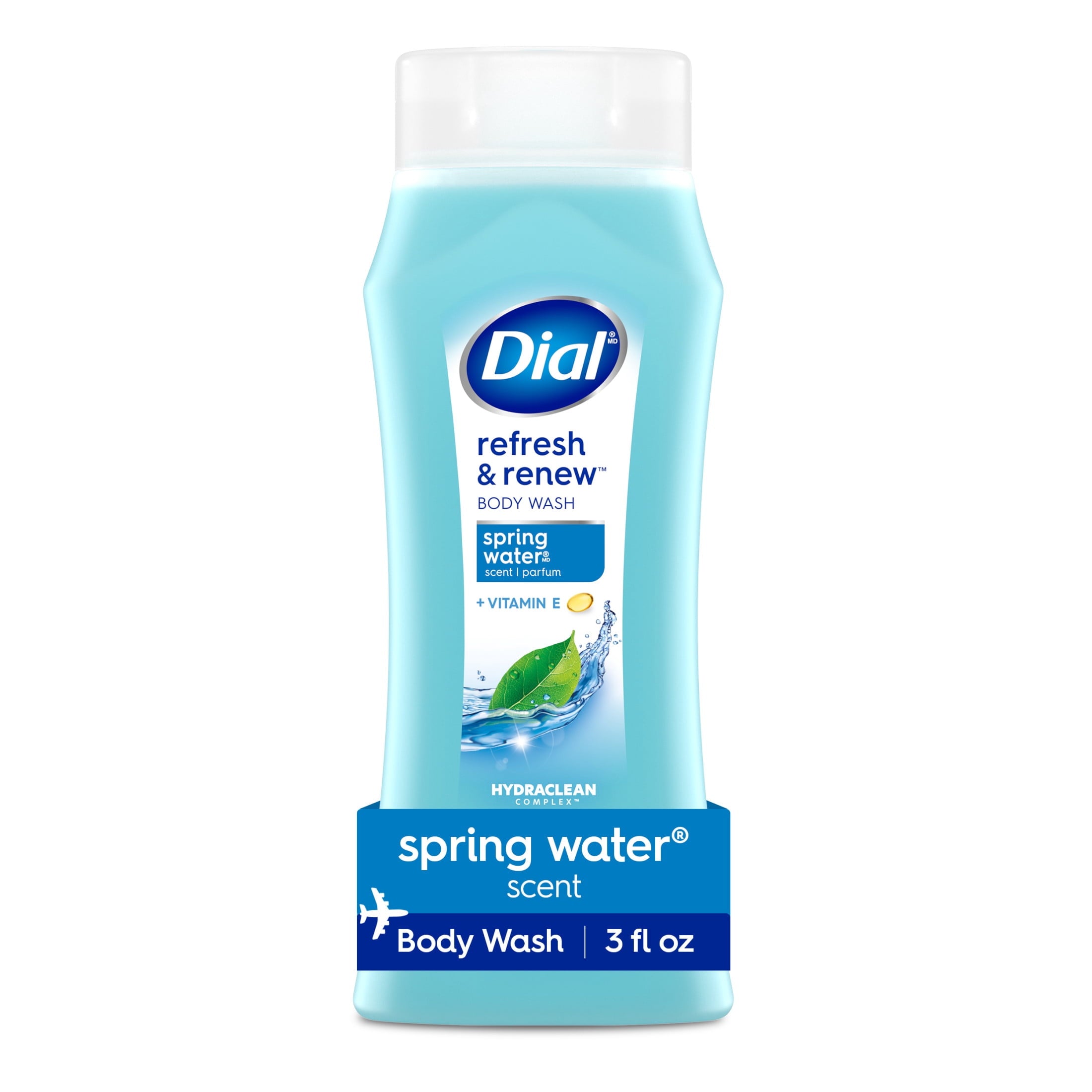 Dial Spring Water Body Wash, Refresh & Renew, Gentle on All Skin Types, 3 fl oz