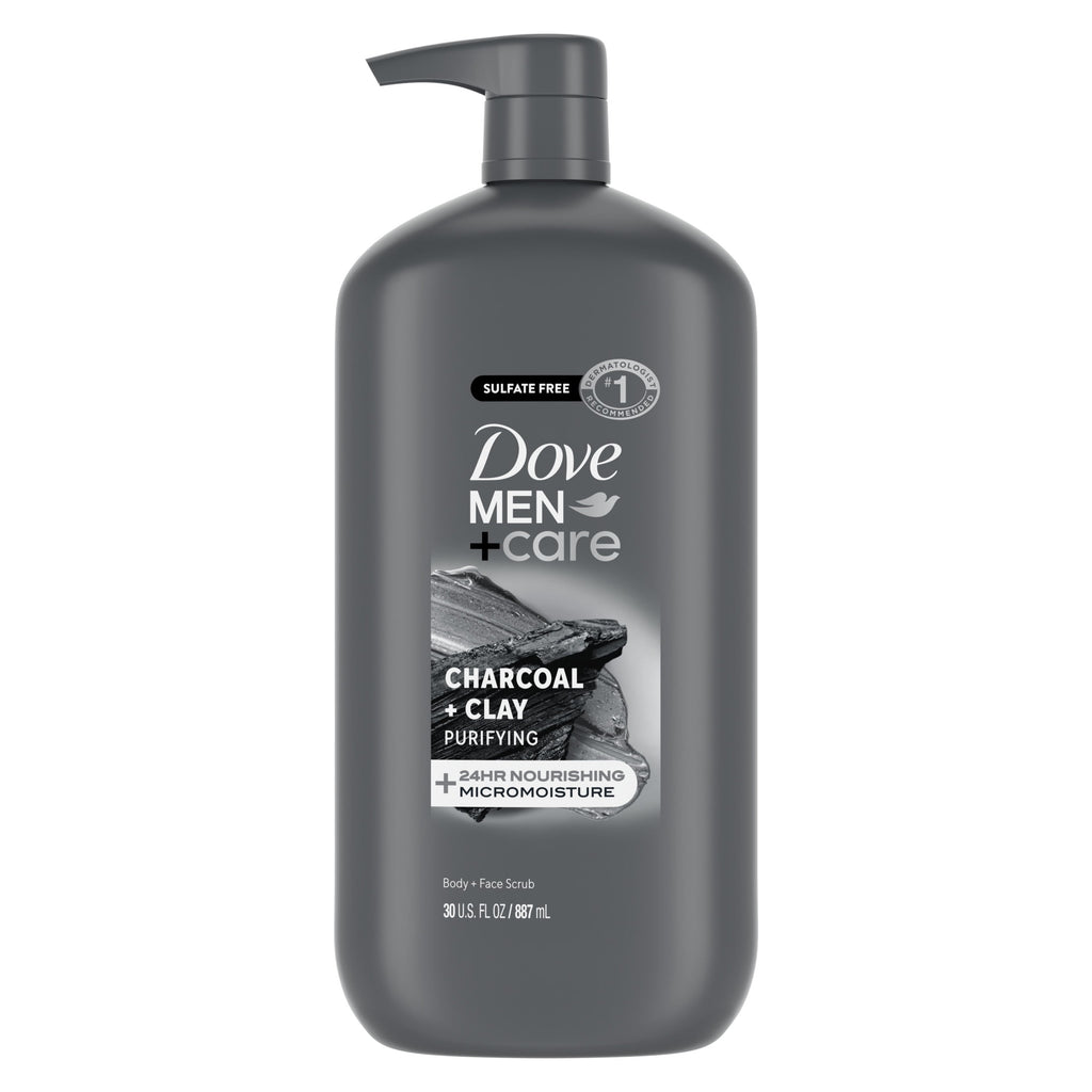 Hydrating Face & Body Wash for Men Charcoal & Clay, 30 oz