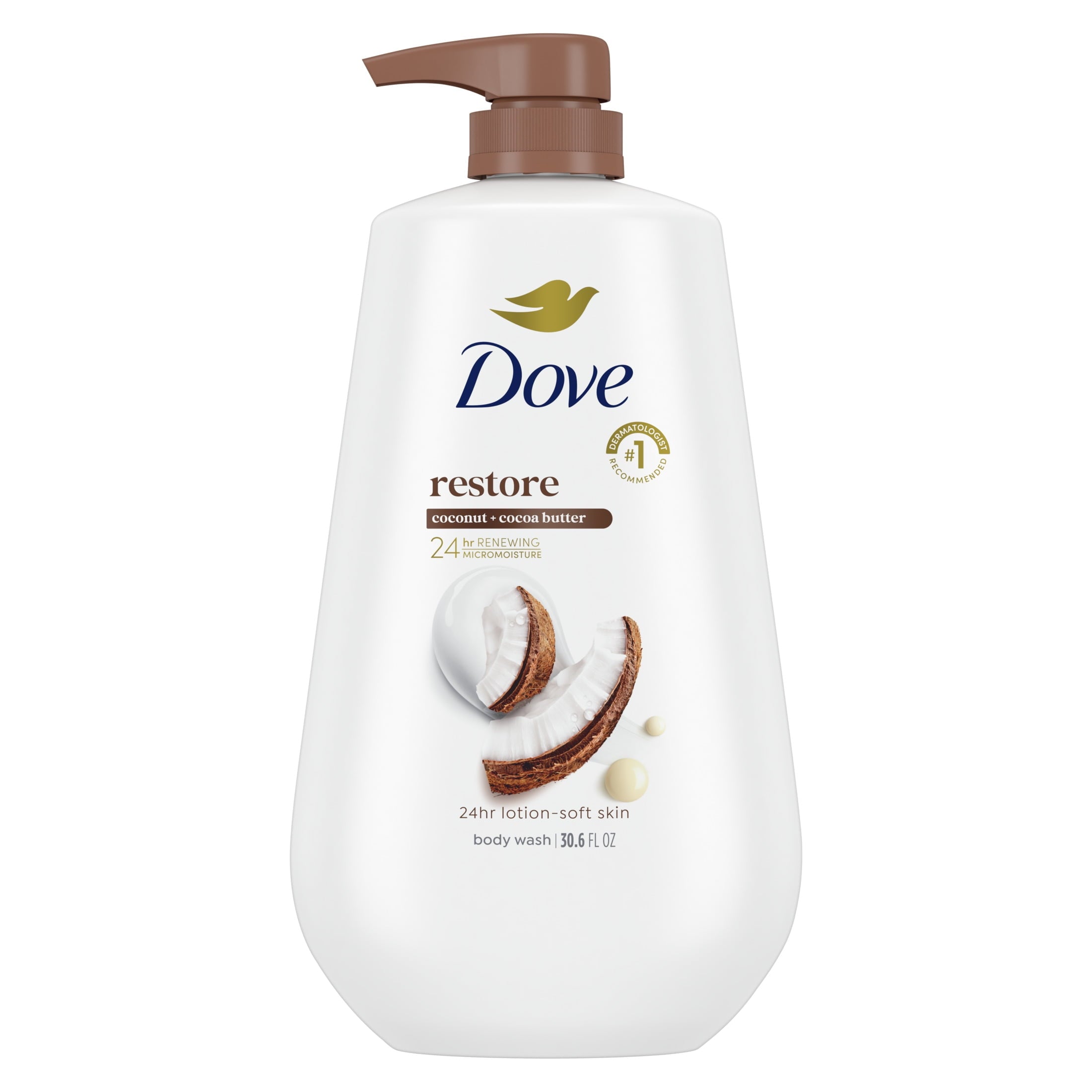 Body Wash for Women Coconut & Cocoa Butter, 30.6 oz with Pump