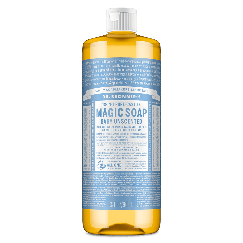 Soap - Castile Liquid Soap - 32 oz - Body Wash, Face Wash - Unscented - Age Group: Baby & All Ages