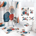 Fabric Shower Curtain and Rug Sets, 16pc Modern Bathroom Sets, Navy, 72" x 72"