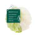 2-in-1 Pouf for Whole-Body Cleansing, Green & Cream Loofah, for Adults 1 Count
