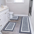 3pcs Bathroom Rugs Set with U-Shaped Mat, Non Slip, Quick Drying, Ultra Soft and Water Absorbent Bath Rug Mat Carpet ...