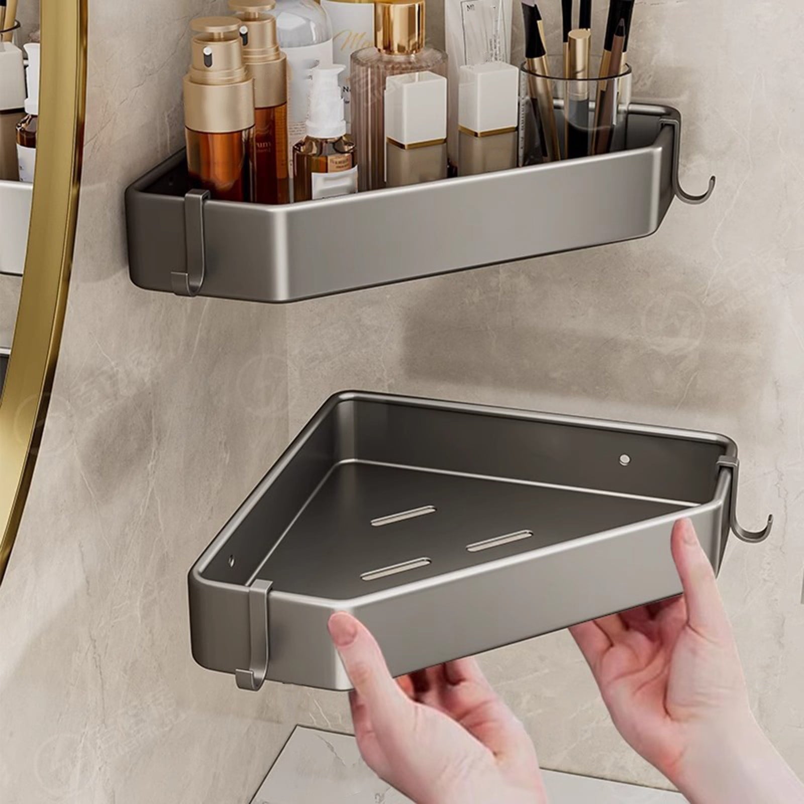under $5 Bathroom Organizer, Storage Rack for Towels Cosmetics, No Drill Installation Shelf, Bathroom Space Managemen...