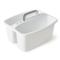 Large Home Divided Storage Tote Caddy, White W/Gray Carry Handle