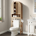 The Toilet Storage Cabinet, Bathroom Storage Shelf Organizer with Rattan Doors, Freestanding Above The Toilet Storage...