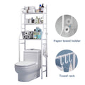 the Toilet Storage, 3-Tier Bathroom Organizer with Paper Holder & 3 Hooks, Sturdy & Stable Freestanding Space Saver T...