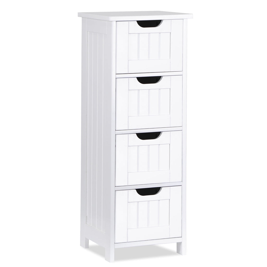 4 Small Bathroom Storage Cabinet Floor Side Cabinet, White