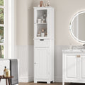 Bathroom Storage Tower, Narrow Linen Cabinet with Door and Drawers, Tall Bathroom Storage Cabinet for Small Spaces, W...