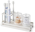 for Bathrooms, 4 Slots Metal Electric Toothpaste Holder with Drainage for Bathroom Countertop, White