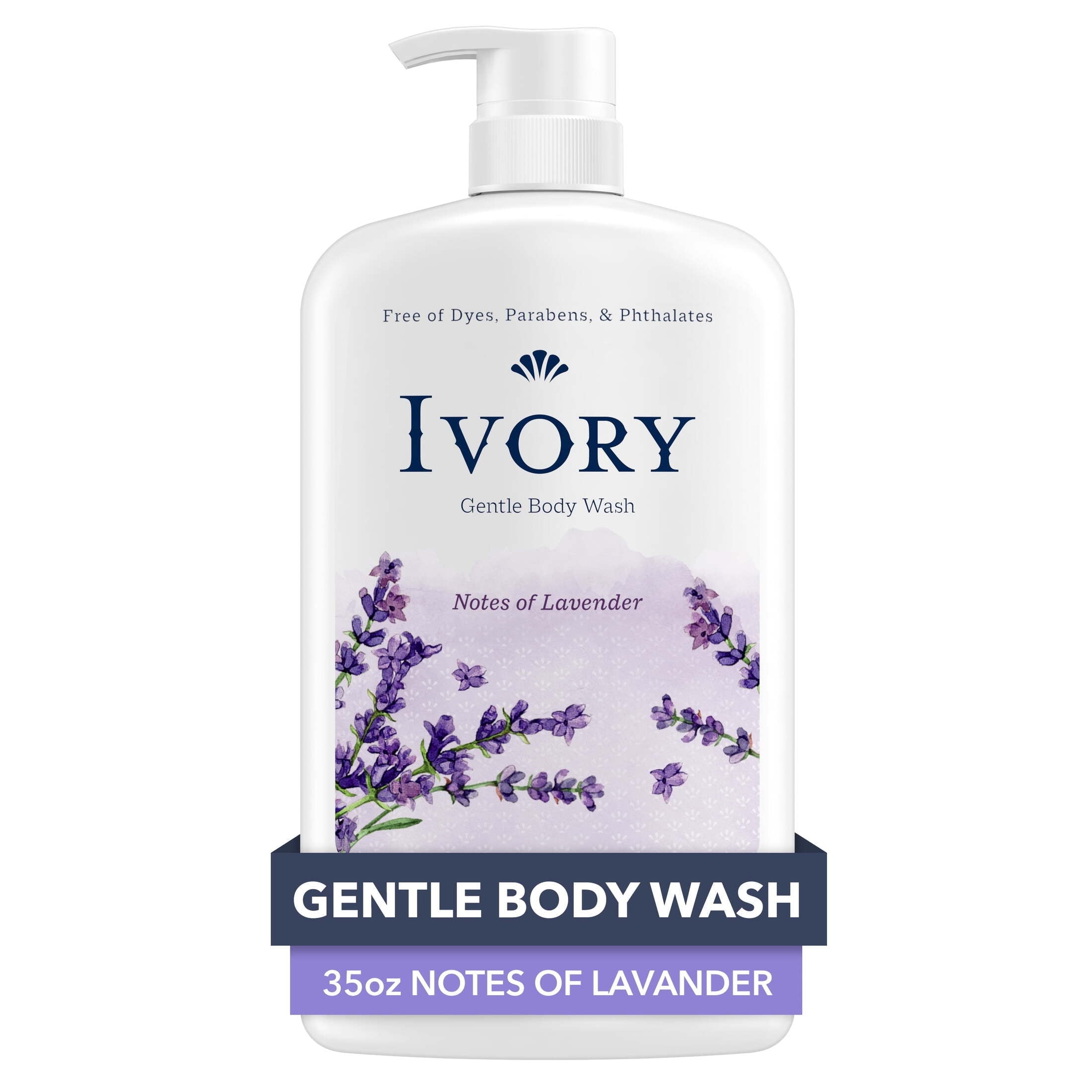 Ivory Mild Gentle Body Wash, Lavender Scent, for All Skin Types, 35 fl oz