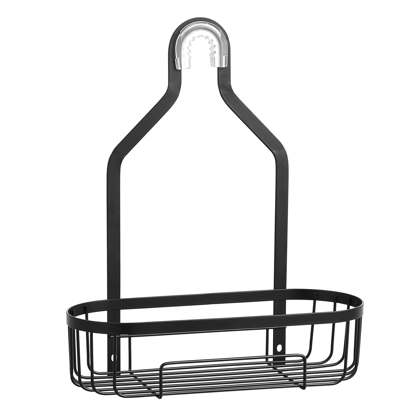KFFKFF 3-Tier Hanging Shower Caddy, Bathroom Storage Rack with Soap Tray and Hooks for Towels and Sponges, 40 lbs Weight Capacity, Fits Over